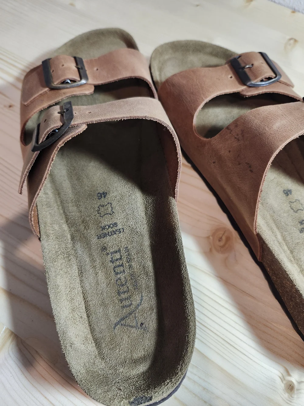 Autenti  (Birkenstock Style) Memory Foam Leather Slide Sandals Men's 13